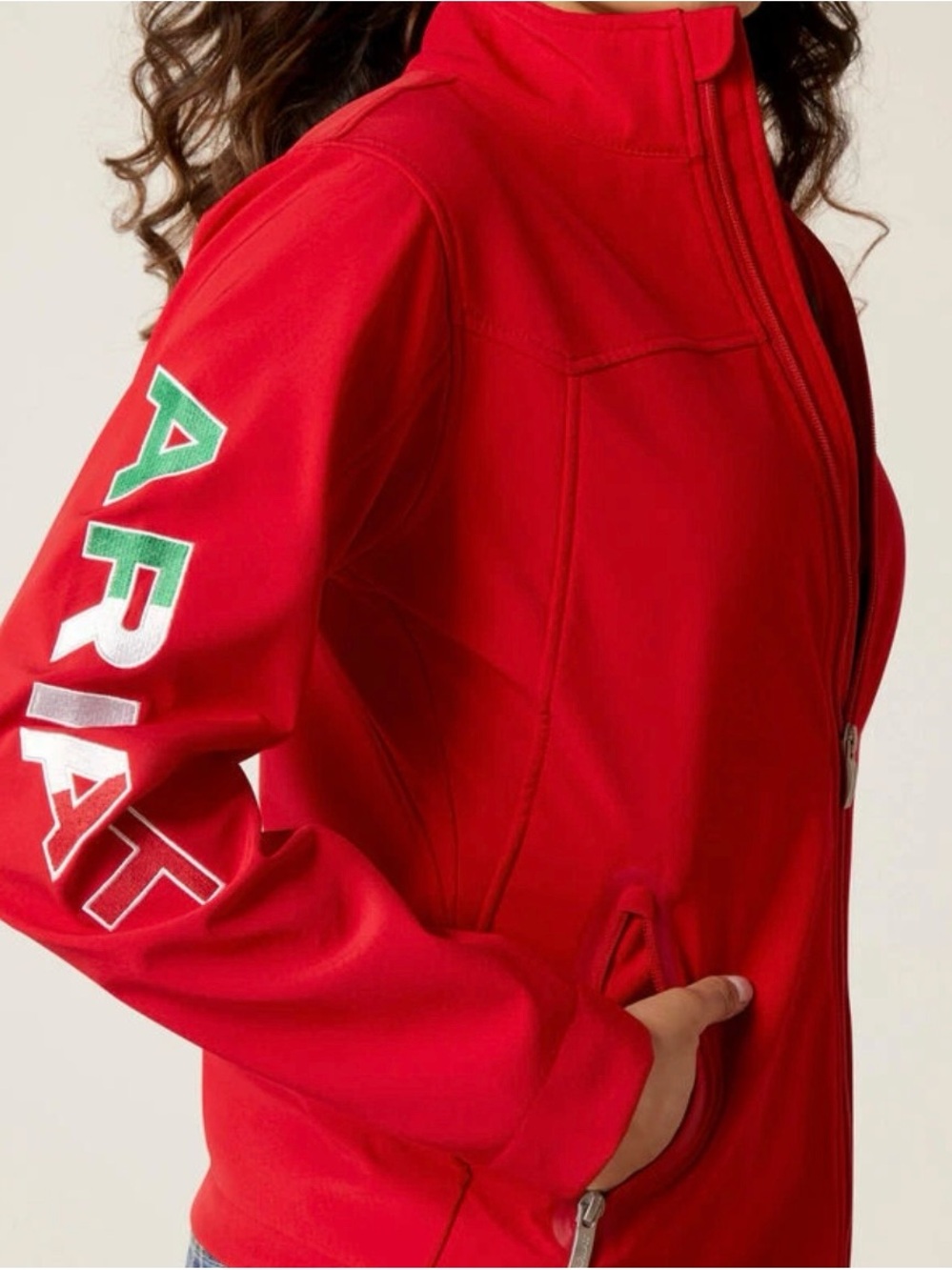 Ariat Red Zip-Front Utility Softshell Jacket with Sleeve Logo